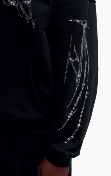 Favela Ribcage Rhinestone Black Frontzip