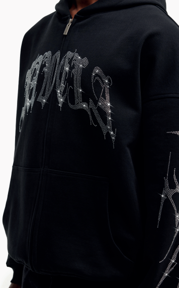 Favela Ribcage Rhinestone Black Frontzip