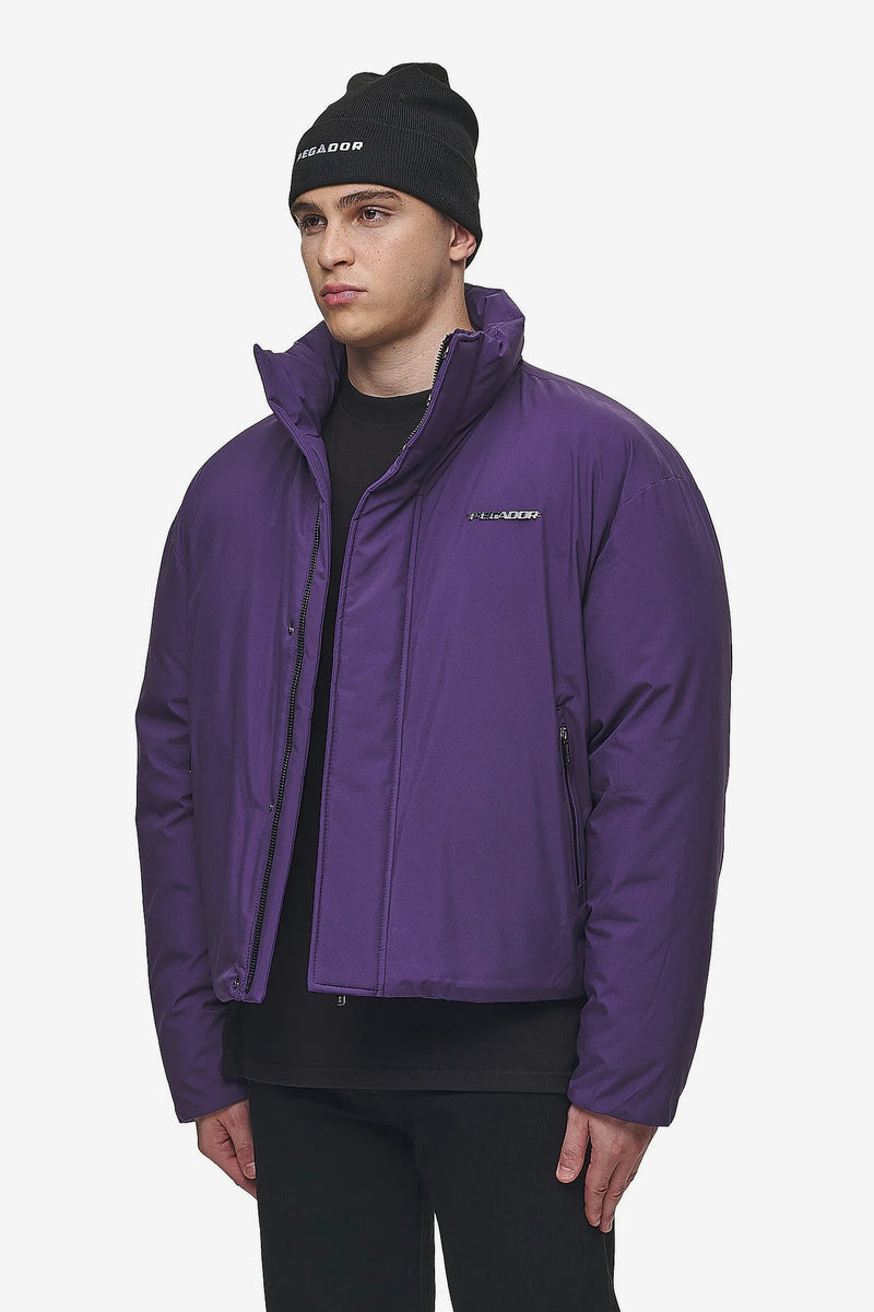 Pegador Lavoy Cropped Boxy Puffer Jacket Deep Purple