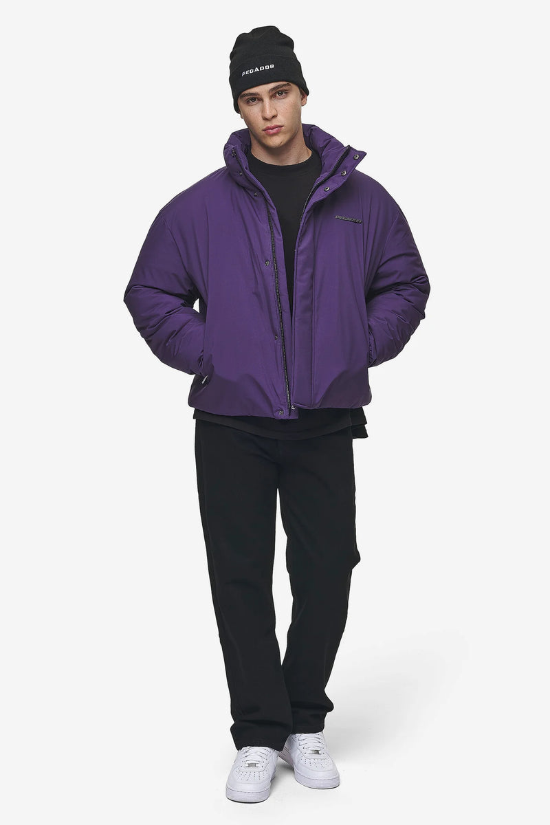 Pegador Lavoy Cropped Boxy Puffer Jacket Deep Purple