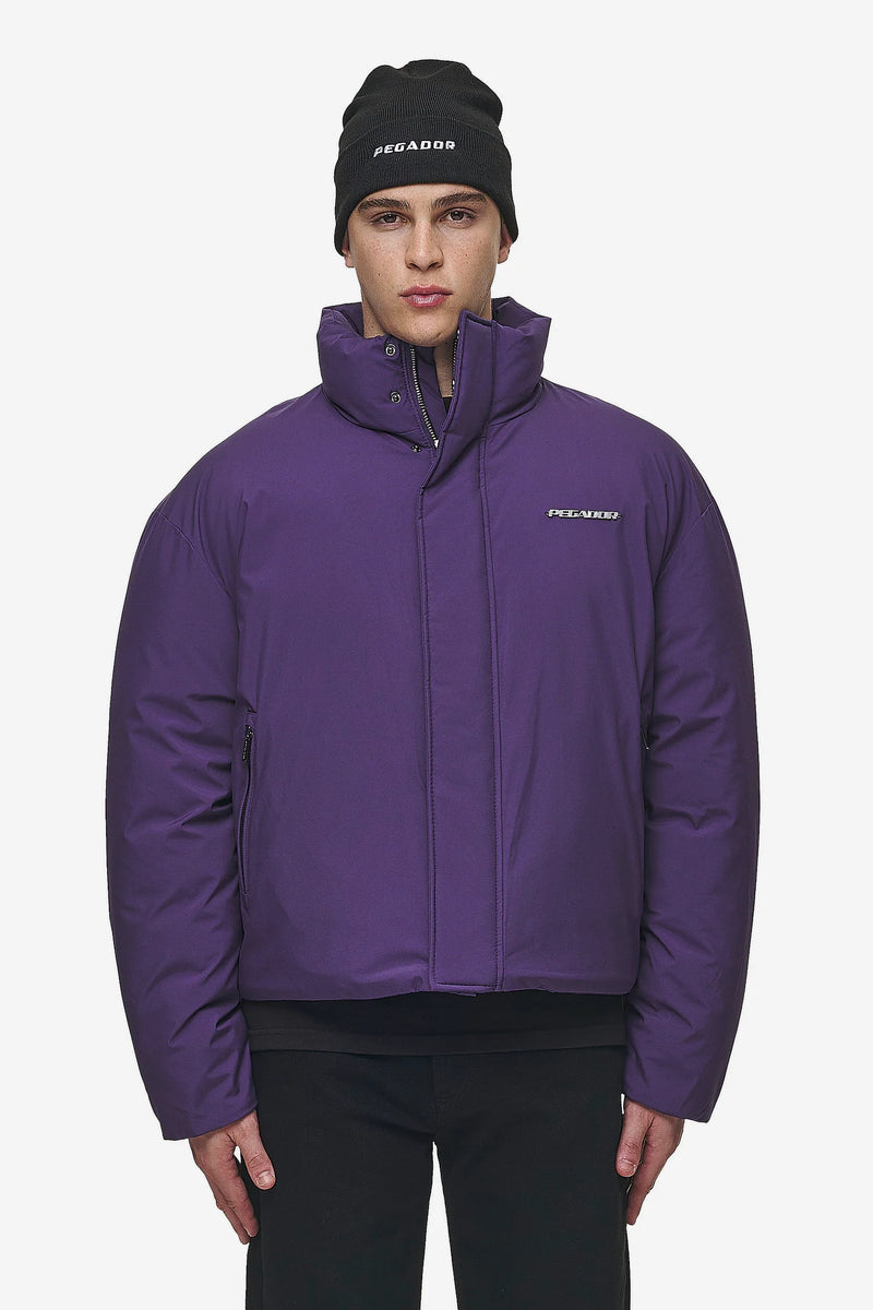 Pegador Lavoy Cropped Boxy Puffer Jacket Deep Purple