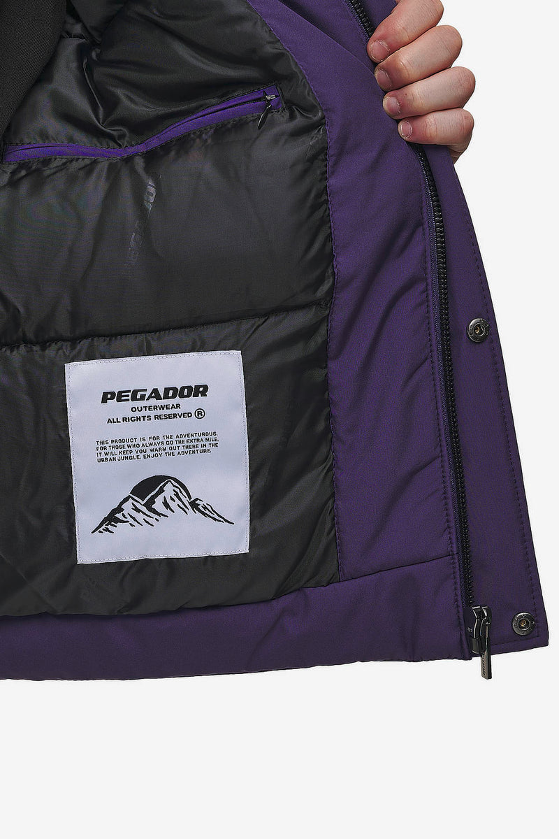 Pegador Lavoy Cropped Boxy Puffer Jacket Deep Purple