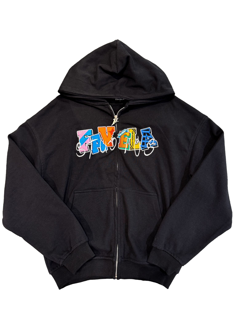 Favela Multicolor Patch Frontzip Black