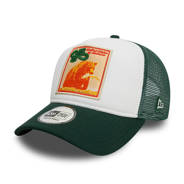 9FORTY New Era Patch A-Frame Trucker Cap Dunkelgrün